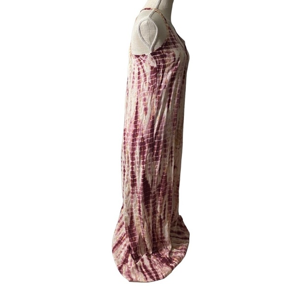 Love Stitch Tie Dye Scale Metallic Dots Textured Sleeveless Halter Maxi Dress Sm - Picture 5 of 12